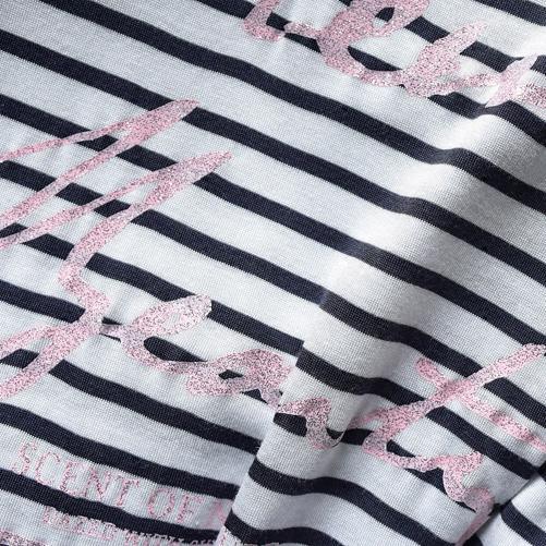 lue striped alphabet print tops plus size casual  blouse short sleeve t shirts - Omychic