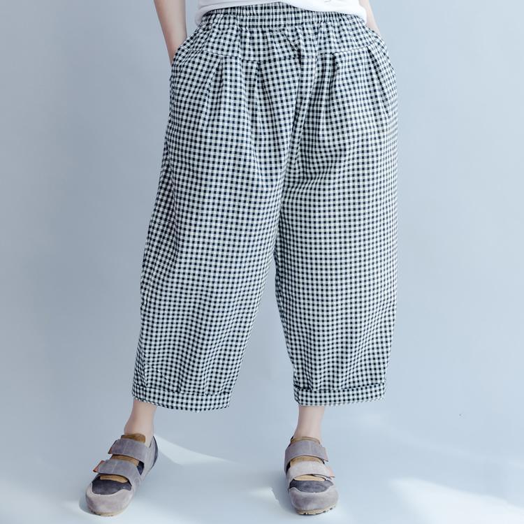 new 2017 gray casual plaid pants oversize summer harem pants - Omychic
