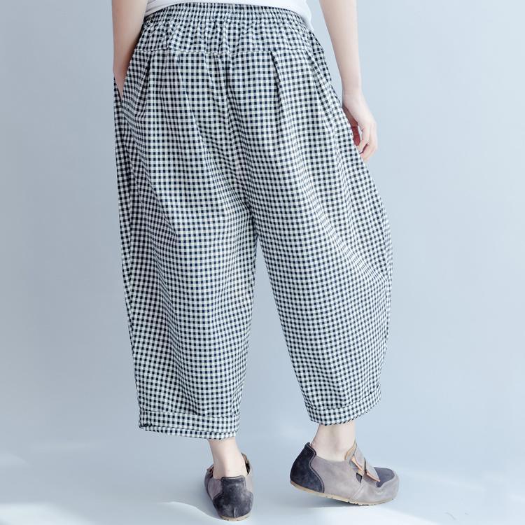 new 2017 gray casual plaid pants oversize summer harem pants - Omychic