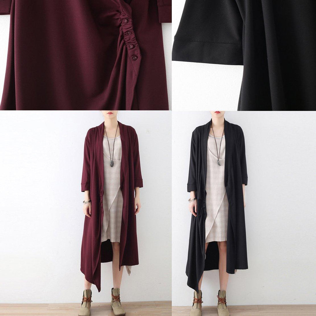 new autumn original black casual cotton coat plus size slim trench coats - Omychic