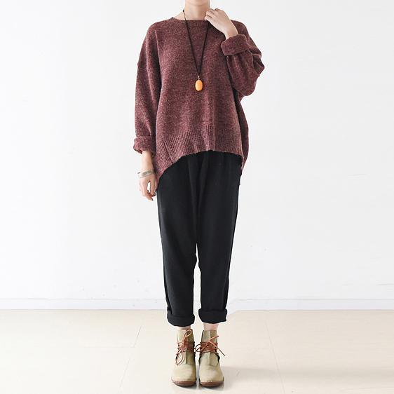 new autumn purple red casual sweater tops plus size cute fashion knit sweaters - Omychic