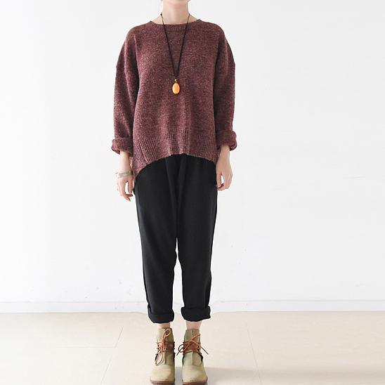 new autumn purple red casual sweater tops plus size cute fashion knit sweaters - Omychic