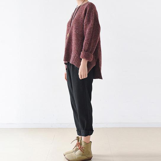 new autumn purple red casual sweater tops plus size cute fashion knit sweaters - Omychic