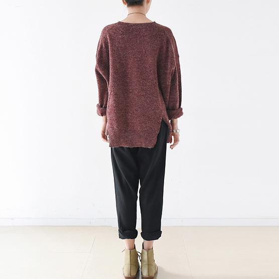 new autumn purple red casual sweater tops plus size cute fashion knit sweaters - Omychic