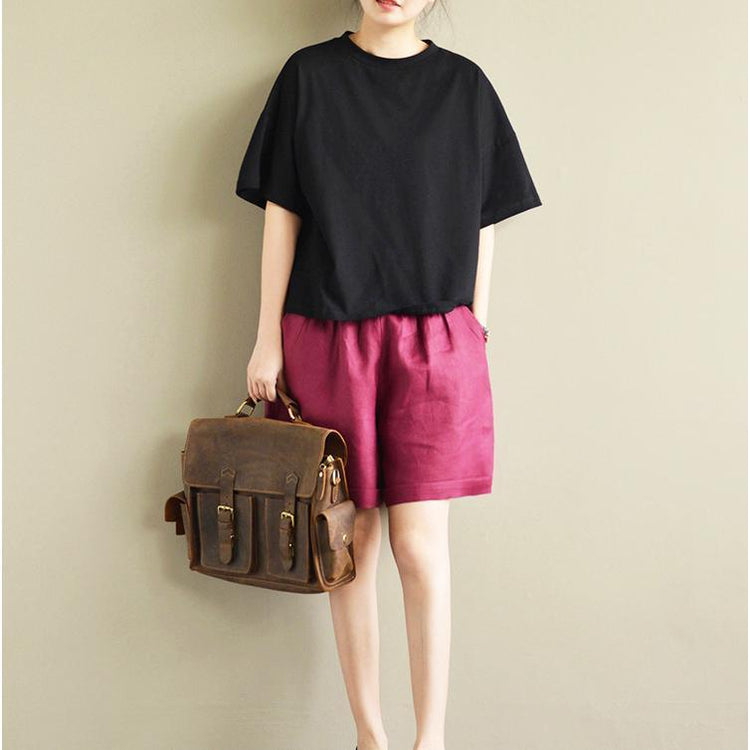 new black casual cotton tops oversize pullover short sleeve t shirt - Omychic