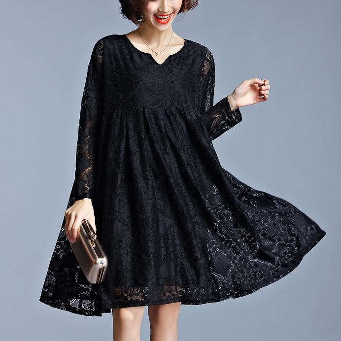 new black cute black dresses plus size casual v neck dresses - Omychic