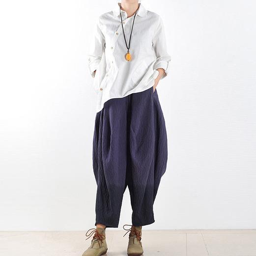 new black plus size pants casual linen trousers - Omychic