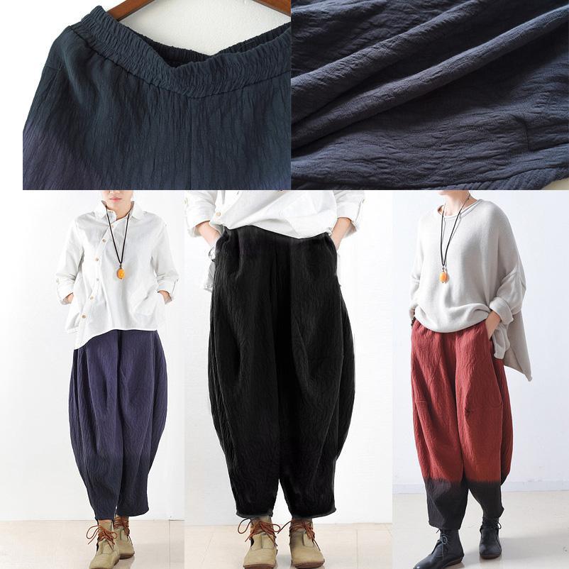 new black plus size pants casual linen trousers - Omychic