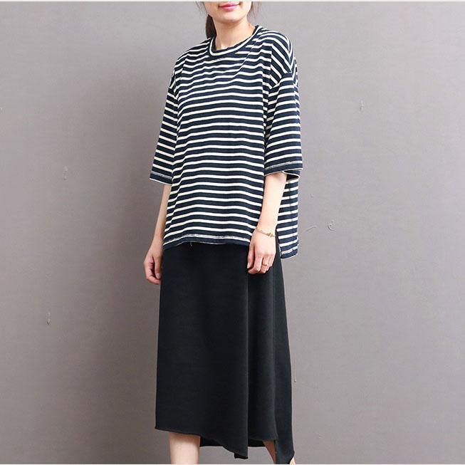 new black summer skirt casual loose cotton asymmetrical skirts - Omychic