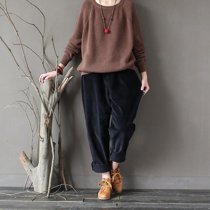 new fall brown top quality knitwear pullover loose casual sweater tops - Omychic