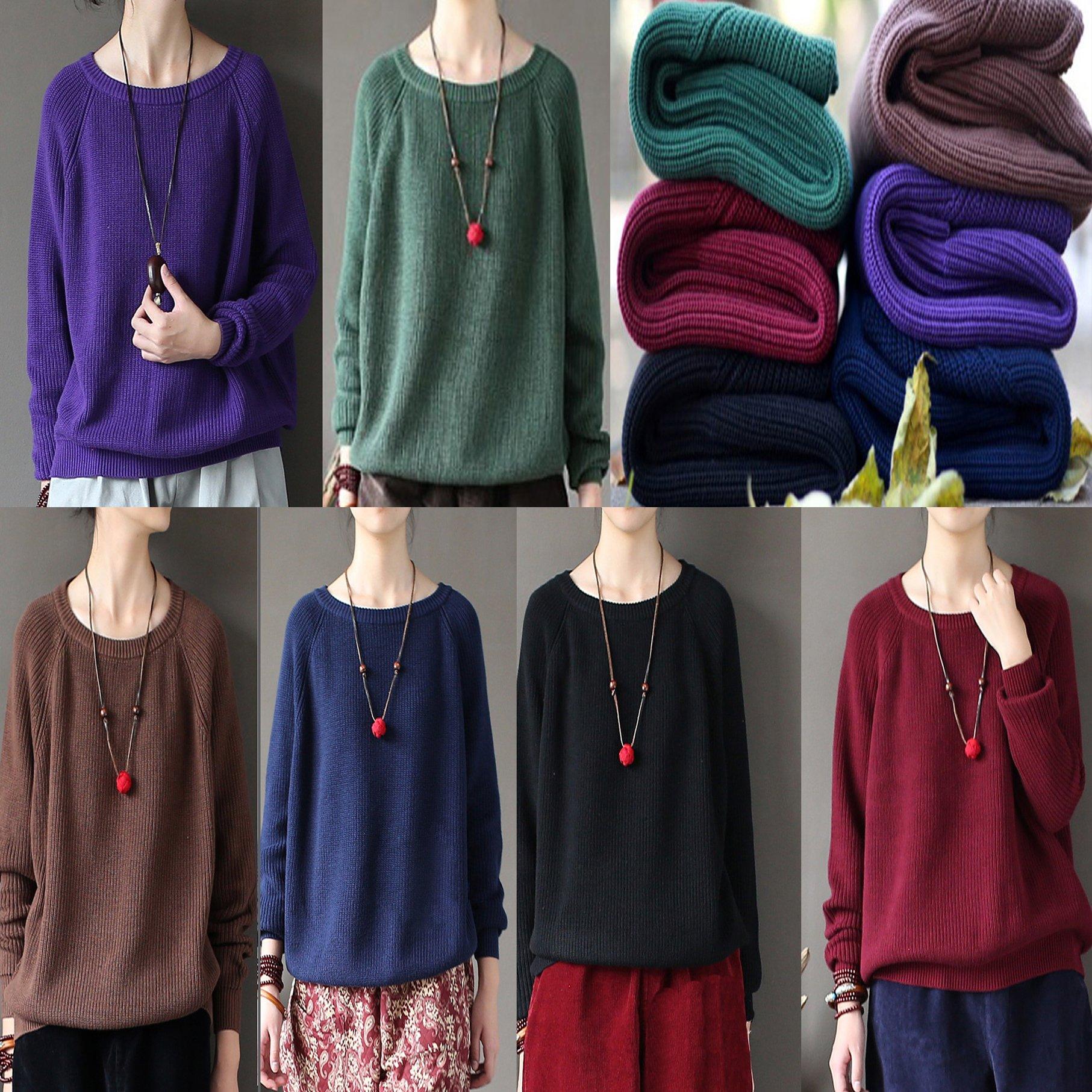 new fall brown top quality knitwear pullover loose casual sweater tops - Omychic