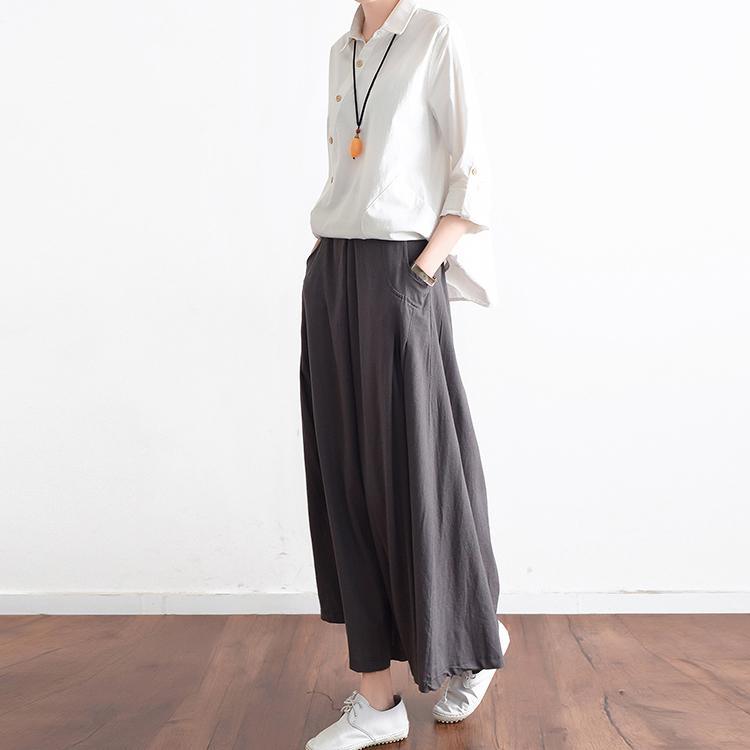 New Fashion Black Linen Skirts Baggy Loose Asymmetric Women Maxi Skirts - Omychic