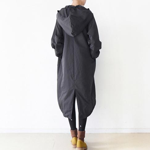 new original gray asymmetric cotton dresses baggy loose hooded casual dress - Omychic