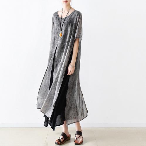 new original summer prints chiffon dress layered loose cotton sundress short sleeve casual dresses - Omychic
