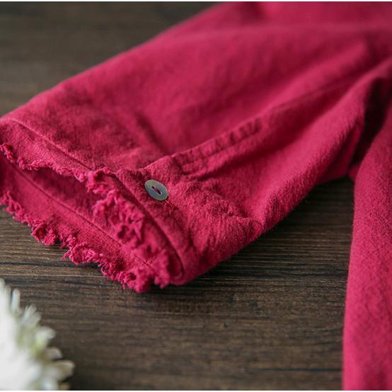 New Purple Casual Linen Dresses Oversize Stylish Sundress Half Sleeve Maxi Dress - Omychic