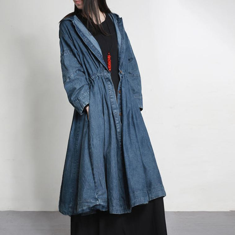 new warm denim fashion cotton outwear baggy loose hooded drawstring cardigans coats - Omychic