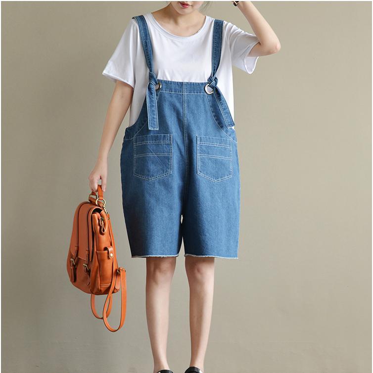 original blue casual jeans plus size stylish jumpsuit shorts - Omychic