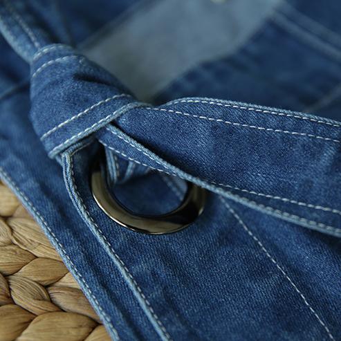 original blue casual jeans plus size stylish jumpsuit shorts - Omychic