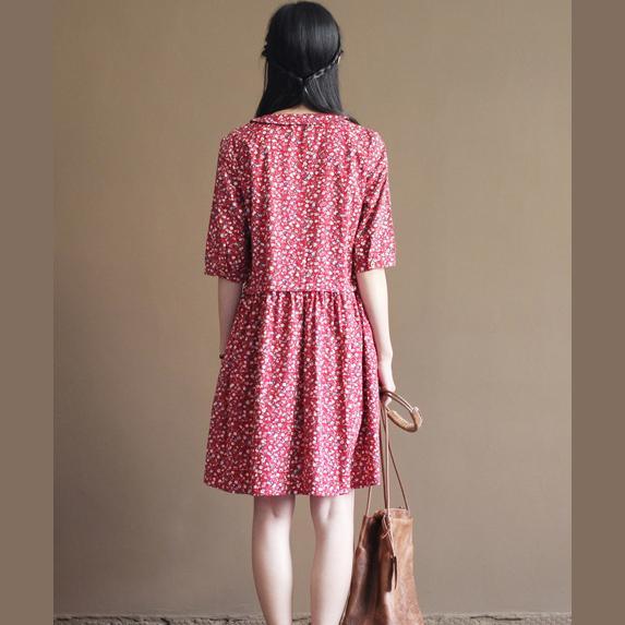 pink retro fit flare dresses summer cotton dress plus size sundresses - Omychic
