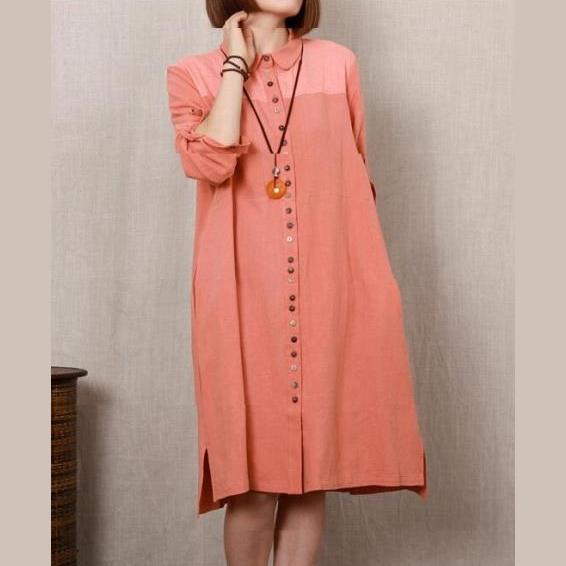 pink women long linen dress shift dress handmade sundress plus size - Omychic