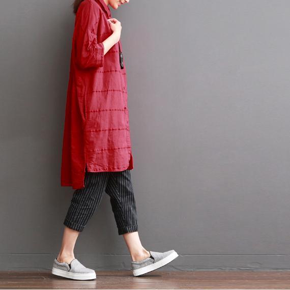 Red Linen Dress For Summer Red Dress Casual Sundress ( Limited Stock) - Omychic
