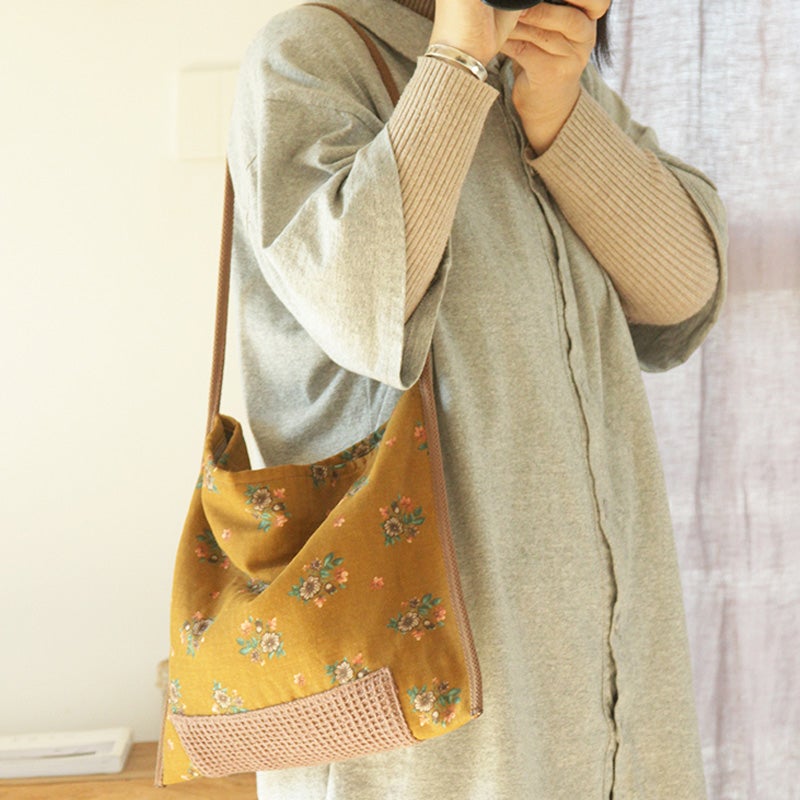 Retro Ethnic Floral Canvas Shoulder Bag