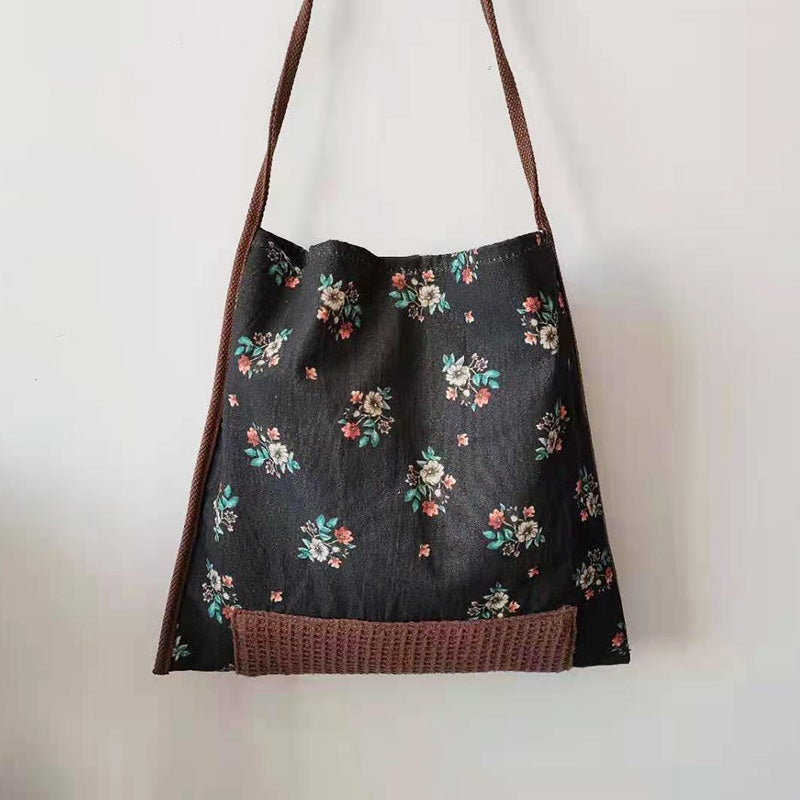 Retro Ethnic Floral Canvas Shoulder Bag