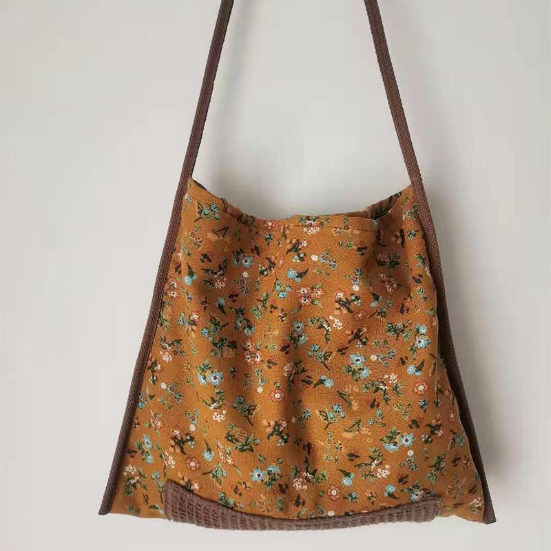 Retro Ethnic Floral Canvas Shoulder Bag