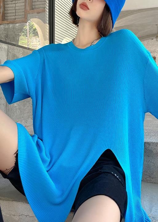 side open Natural Blue side open Long Summer T Shirts - Omychic