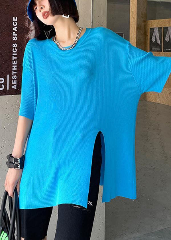 side open Natural Blue side open Long Summer T Shirts - Omychic