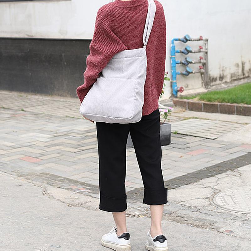 Simple Casual Corduroy Solid Color Crossbody Bag