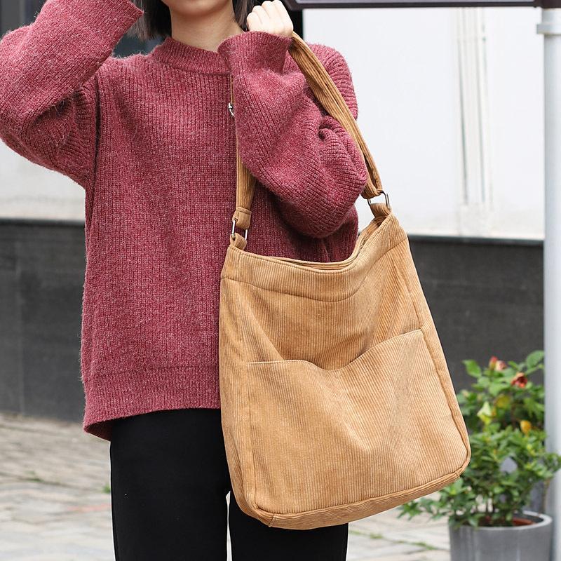 Simple Casual Corduroy Solid Color Crossbody Bag