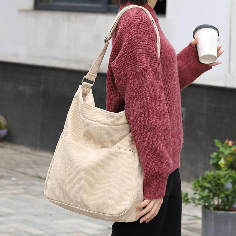 Simple Casual Corduroy Solid Color Crossbody Bag