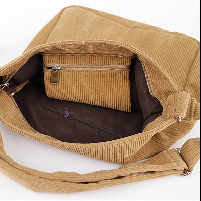 Simple Casual Corduroy Solid Color Crossbody Bag