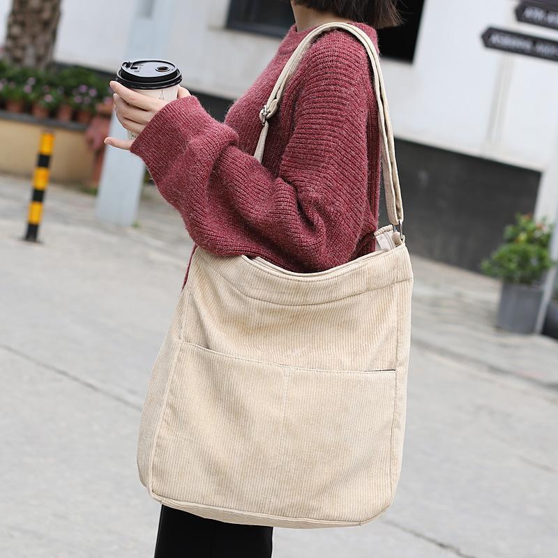 Simple Casual Corduroy Solid Color Crossbody Bag