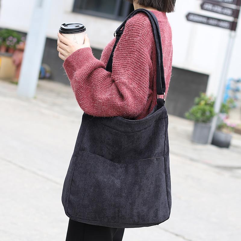 Simple Casual Corduroy Solid Color Crossbody Bag