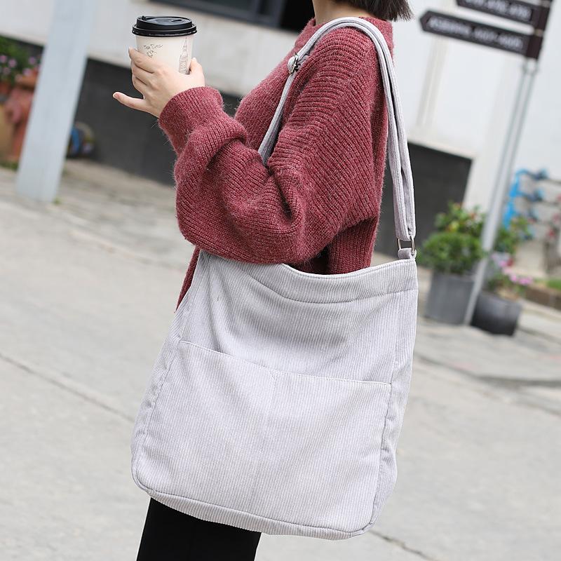 Simple Casual Corduroy Solid Color Crossbody Bag
