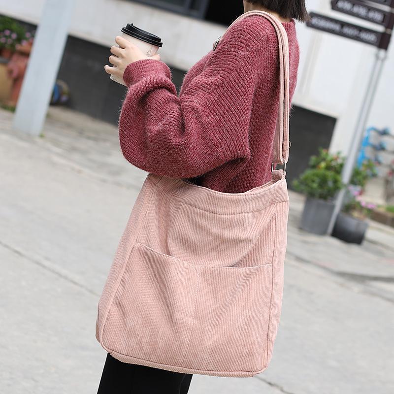 Simple Casual Corduroy Solid Color Crossbody Bag