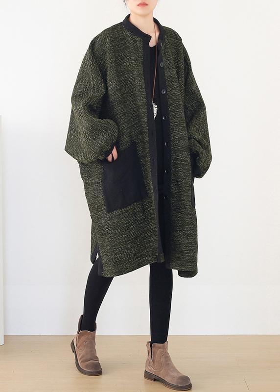 spring army green knit cardigans trendy plus size spring o neck knitted coat - Omychic