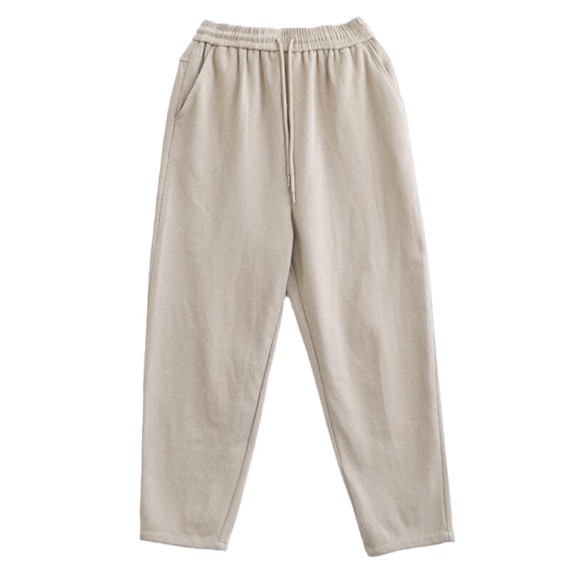 Spring Casual Cotton Knitted Solid Sweat Pants