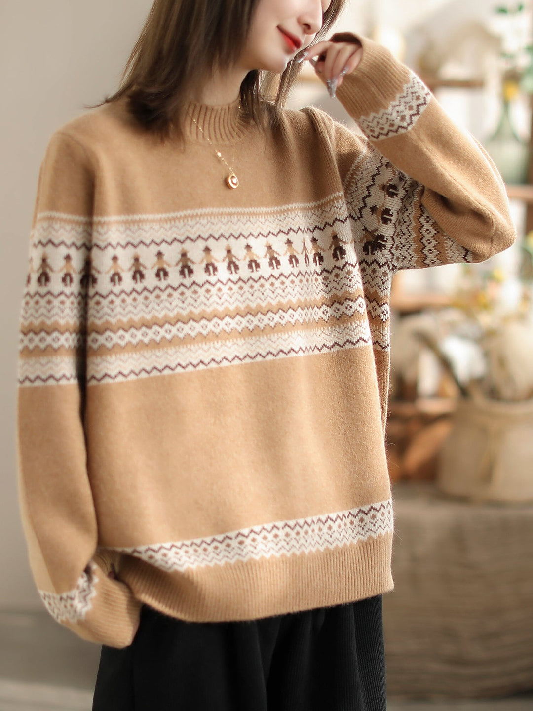 Spring Casual Jacquard Knitted Cardigan