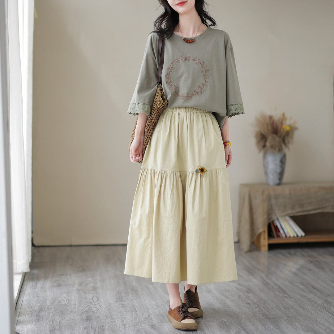 Casual Stylish Solid Cotton Skirts Summer