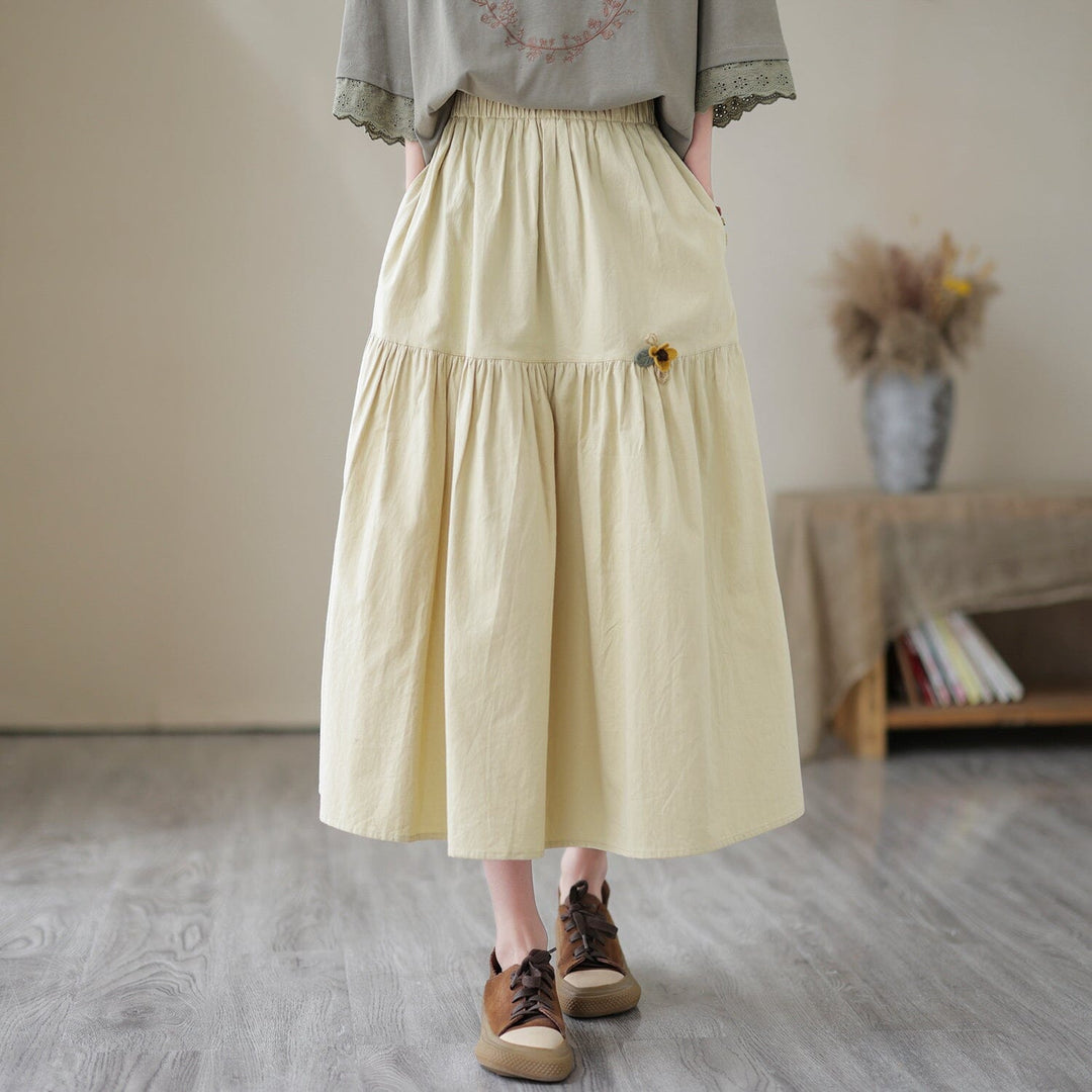 Casual Stylish Solid Cotton Skirts Summer