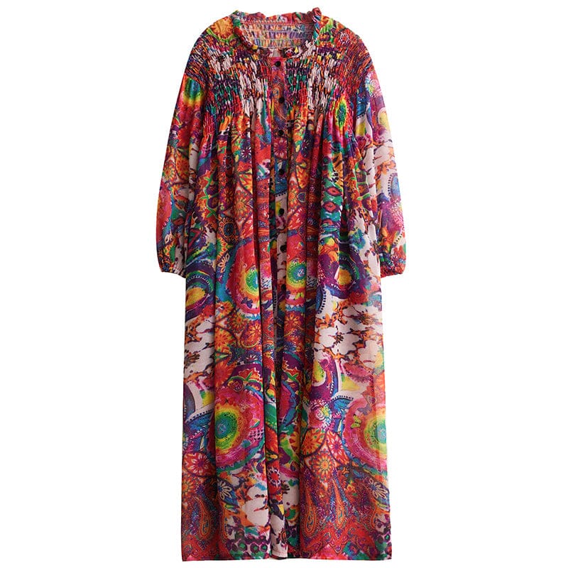 Spring Retro Floral Loose Chiffon Dress