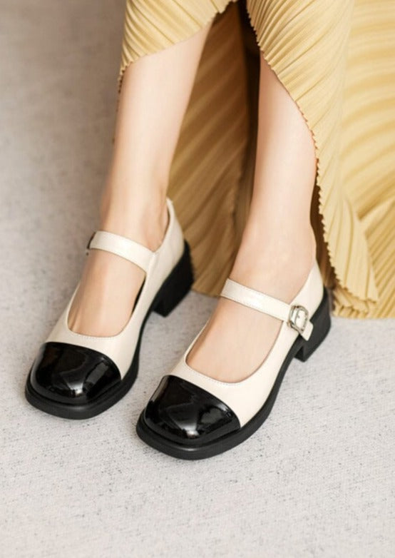 Spring Retro Glossy Leather Lug Sole Casual Shoes