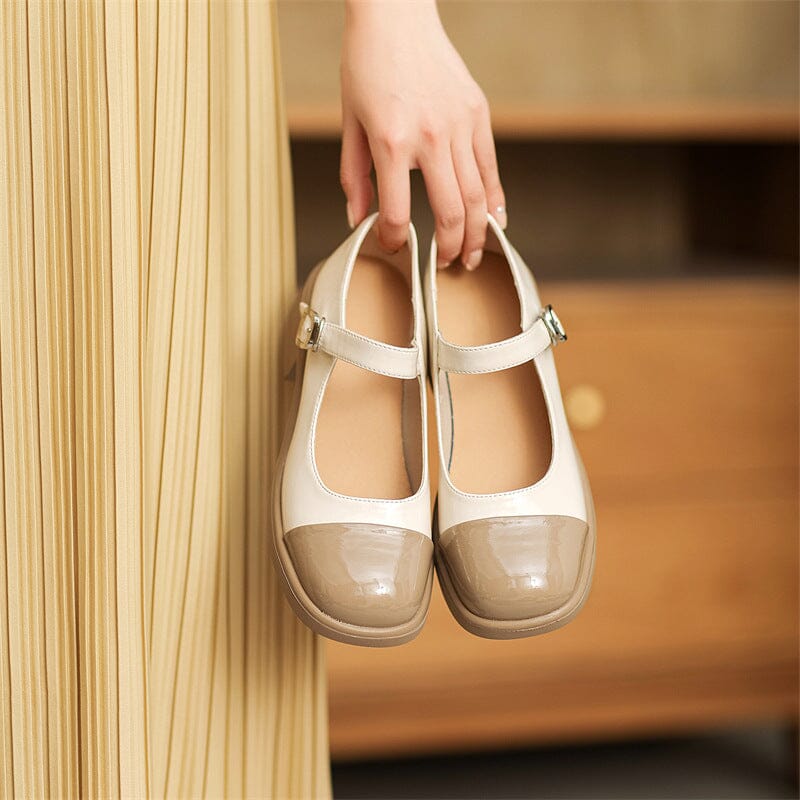 Spring Retro Glossy Leather Lug Sole Casual Shoes