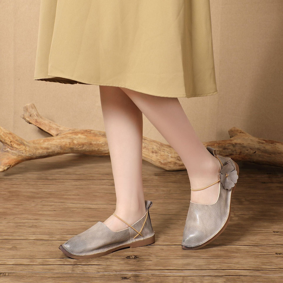 Spring Retro Leather Pointed Toe Casual Shoes