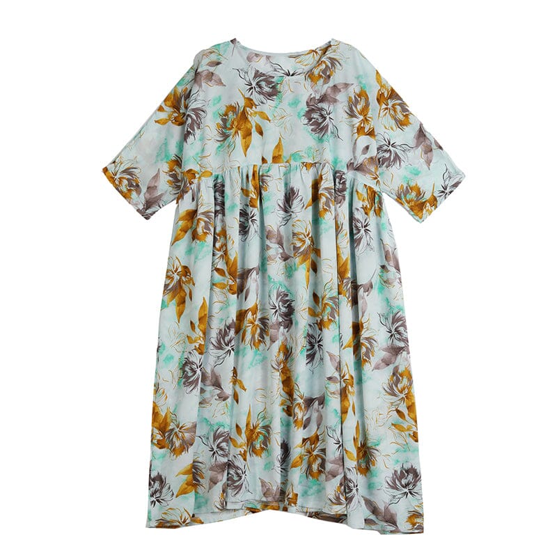 Apricot Retro Loose Plus Size Floral Dress