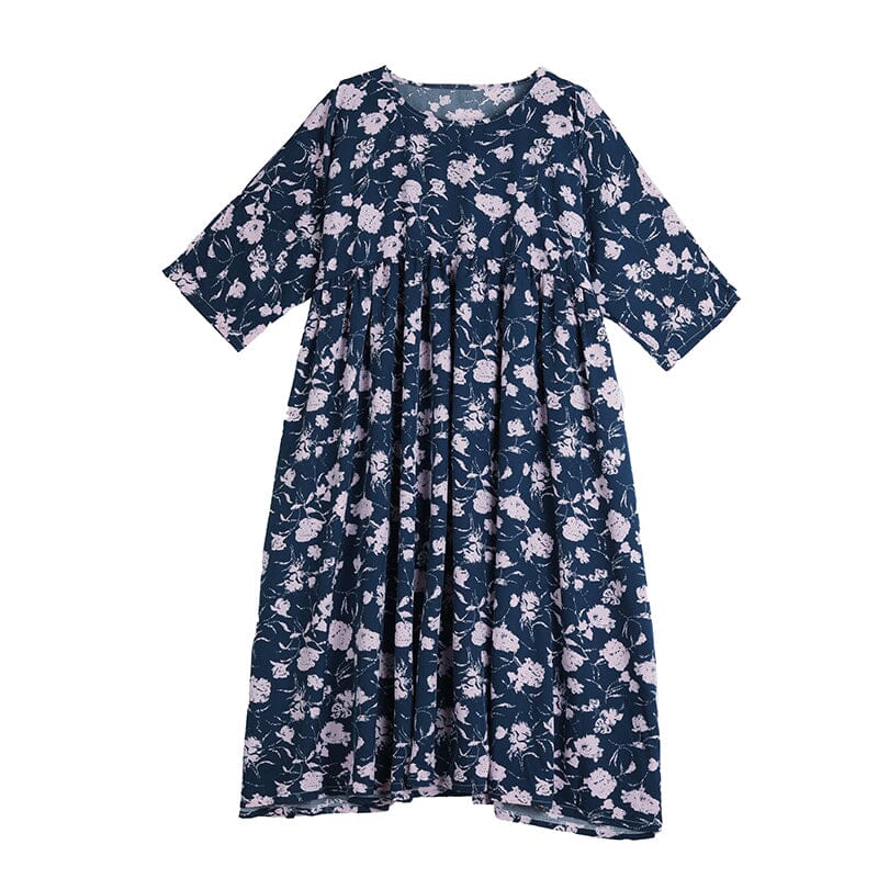 Spring Retro Print Loose Casual A-line Dress