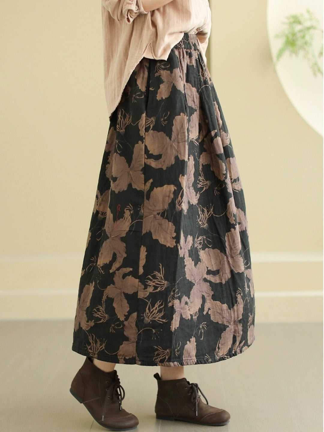 Spring Retro Print Loose Casual A-Line Skirt